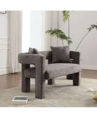 Modern Chenille Loveseat Bench, Upholstered 2-Seater Sofa with Pillows, Small Accent Couch for Bedroom or Living Room-The Pop Home