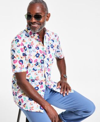 Men's Craig Floral Poplin Short-Sleeve Shirt, Exclusively at Macy's