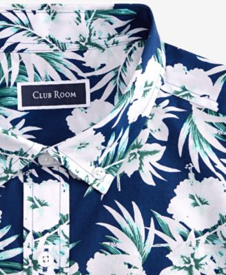 Men's Regular-Fit Stretch Floral Button-Down Poplin Shirt, Exclusively at Macy's 