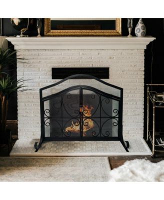 2-Door Iron Fireplace Screen Elegant and Durable Protection for Your Fireplace