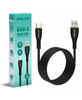 USB A To Type C Cable, Silicone, 4Ft Length, 20W Fast Charging, High-Speed Data Transfer, Compatible with USB-C Devices, Tangle Free.
