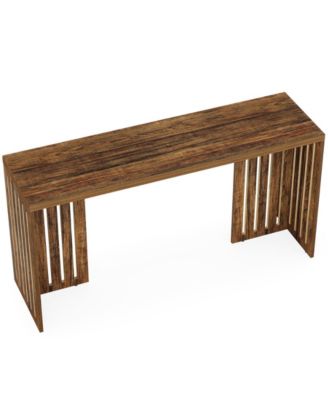 63" Industrial Bar Height Table with Louvered Base, Rectangular Counter Pub Table for Narrow Spaces