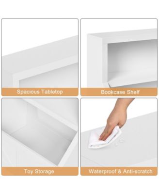 Kids Bookshelf with Cubby Storage, Wooden Toy Organizer for Children's Room