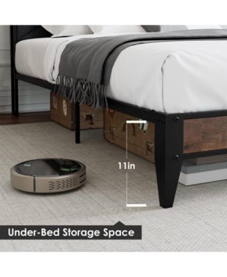 king Bed Frame, Storage Headboard with Charging Station, Solid Metal Frame, Noise Free, No Box Spring Needed