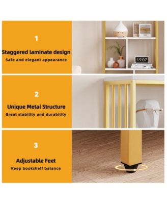 Modern Bookshelf with Drawers White Storage