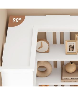 Farmhouse Bookshelf Corner Bookcase 72.8" Large Bookcase