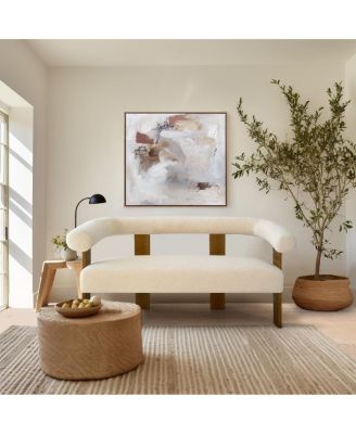 Curved Boucle Loveseat Sofa, Upholstered 2-Seater Modern Accent Couch for Living Room