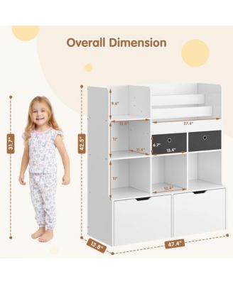 47.8" Wood Kids Bookshelf with Drawers Toy Storage Organizer Multi-Tier Cabinet for Playroom & Nursery