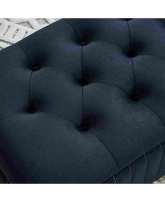 47.24" W Velvet Storage Ottoman Bench with Gold Embroidery, Modern Footstool for Living Room & Bedroom