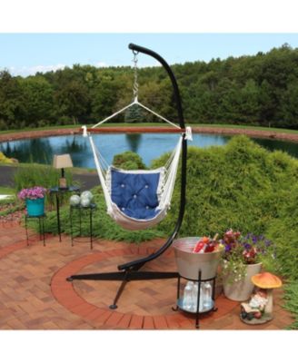 Large Tufted Victorian Hammock Chair Swing with C-Stand - 300 lb Weight Capacity