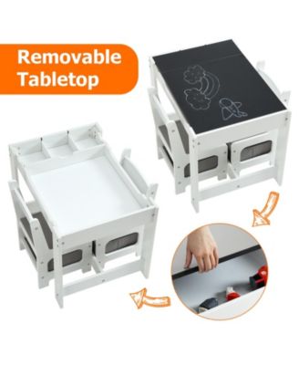 Kids Table and Chair Set, Wooden Activity Table with Storage Drawer for Toddlers Arts