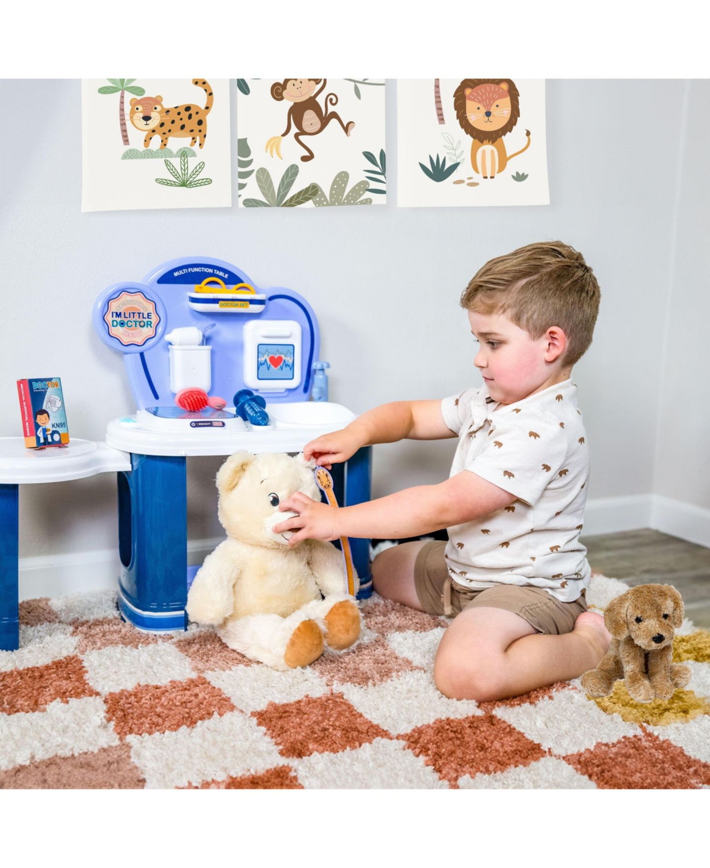 Детские игрушки Sunnydaze Decor Little Doctor Interactive Stethoscope with Lights and Sounds 12-Piece Pretend Play Vet Station, Ages 3+ — фото 8