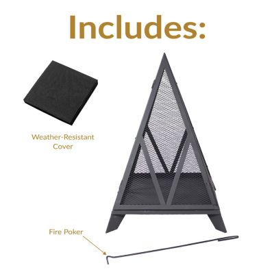 Majestic Pyramid Steel Mesh Fire Pit - Black