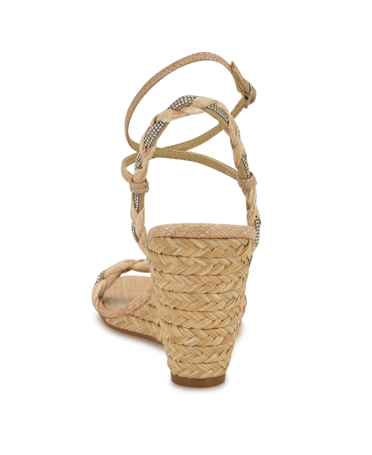 Nine West Women's Nashy Woven Embellished Wedge Sandals In Light Natural