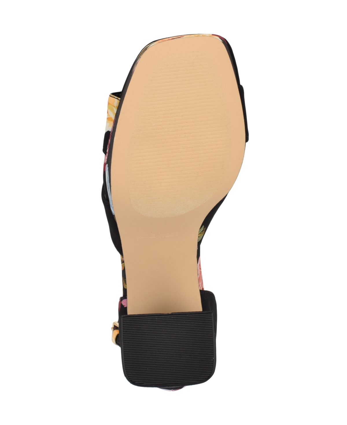 Nine West Vicky Ankle Strap Platform Sandal In Black Scattered Rose Multi