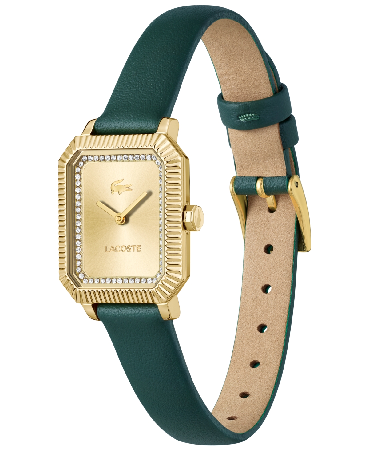 Shop Lacoste Women's Parisienne Green Leather Strap Watch, 28.3 X 20.7mm