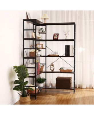 5-Tiers Corner Bookshelf with Metal Frame