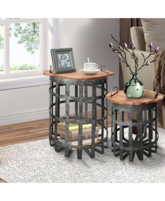 Set of 2 Accent End Tables for Living Room or Bedroom Decor and Storage