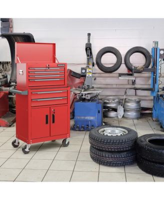 2 in 1 Rolling Cabinet Storage Organizer Chest Box Garage 6 Drawer Toolbox