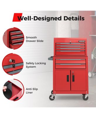 2 in 1 Rolling Cabinet Storage Organizer Chest Box Garage 6 Drawer Toolbox