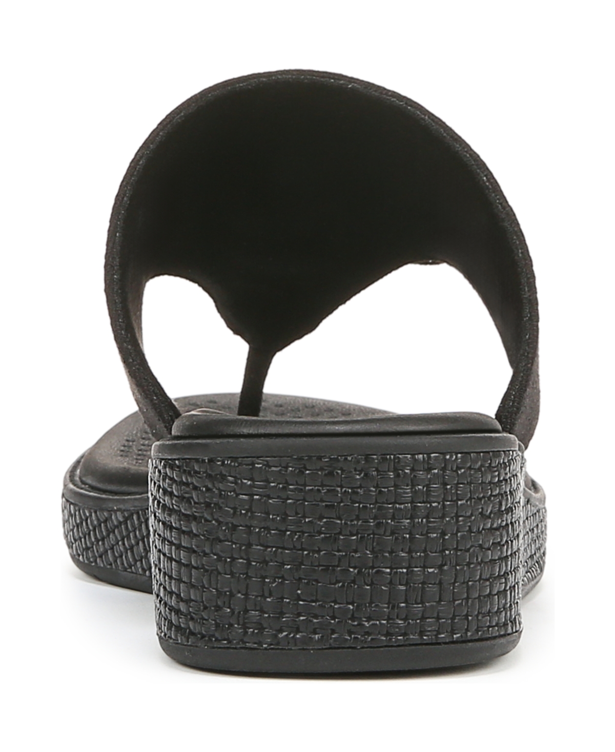 Bzees Women's Bloom Washable Thong Slip On Wedge Sandals In Black Stretch Linen Fabric