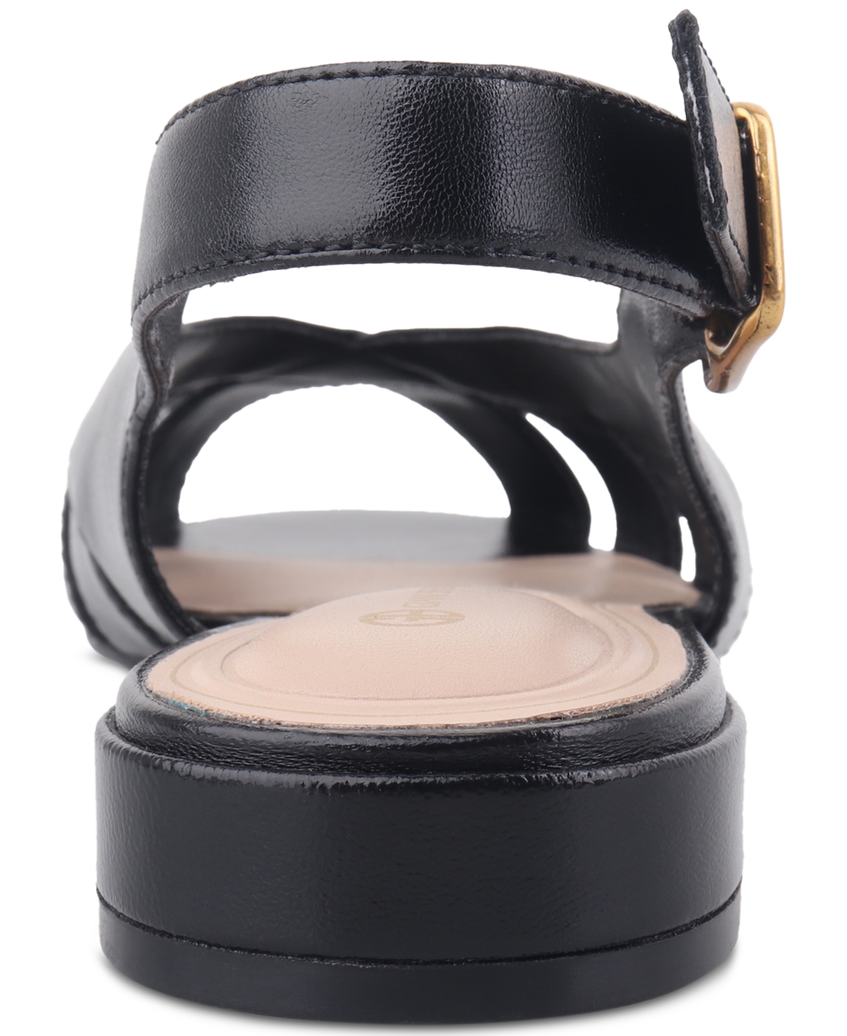 Giani Bernini Women's Essie Memory Foam Fisherman Peep Toe Slingback Flat Sandals, Created For Macy's In Black Leather