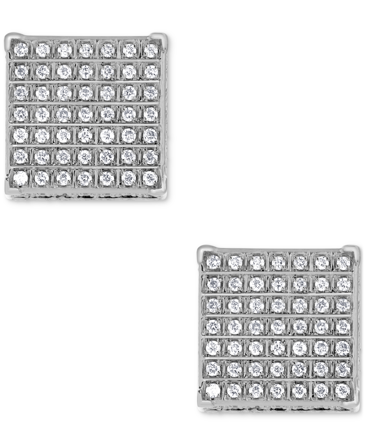 Macy's Diamond Pave Square Stud Earrings (1/2 Ct. T.w.) In 14k White Gold In White Gold