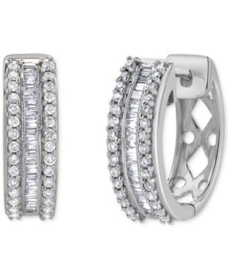 Macy's - Diamond Triple Row Hoop Earrings (1/2 ct. t.w.) in 14k White Gold