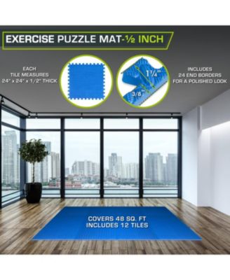 Exercise Puzzle Mat 1/2-in, Blue, 48 Sq Ft - 12 Tiles