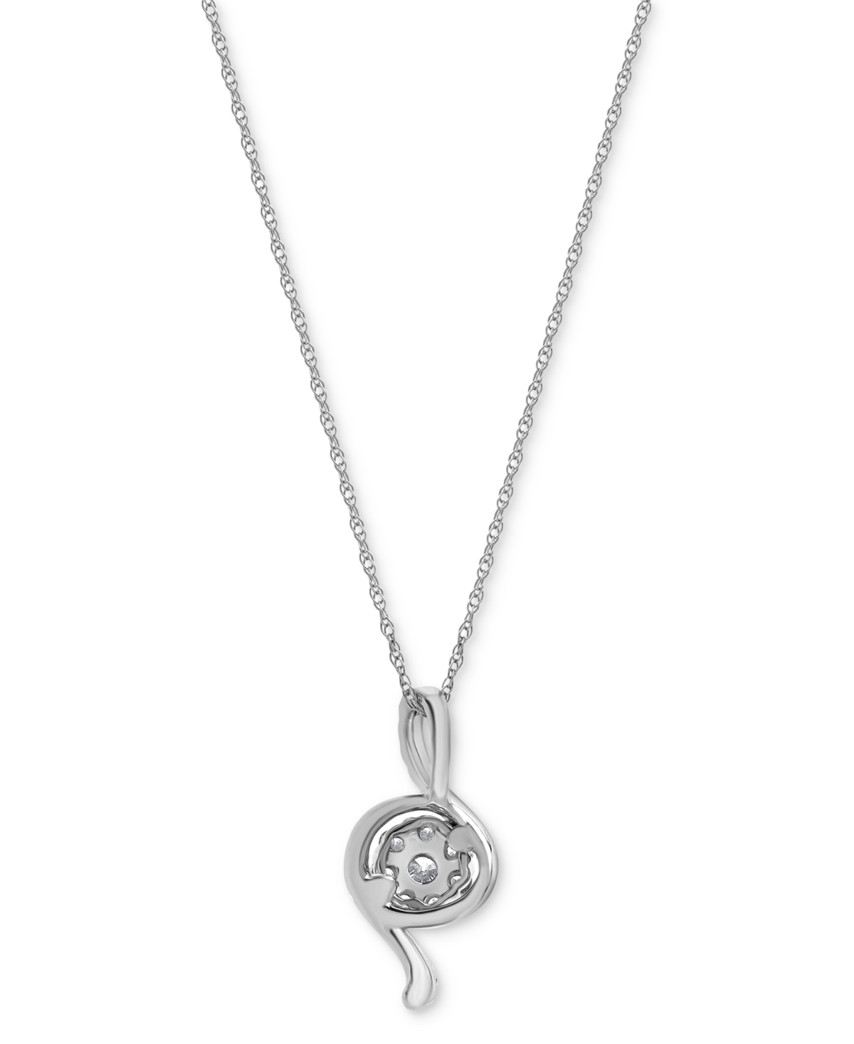 MACY'S DIAMOND CURVING 18" PENDANT NECKLACE (1/3 CT. T.W.) IN 10K WHITE GOLD 
