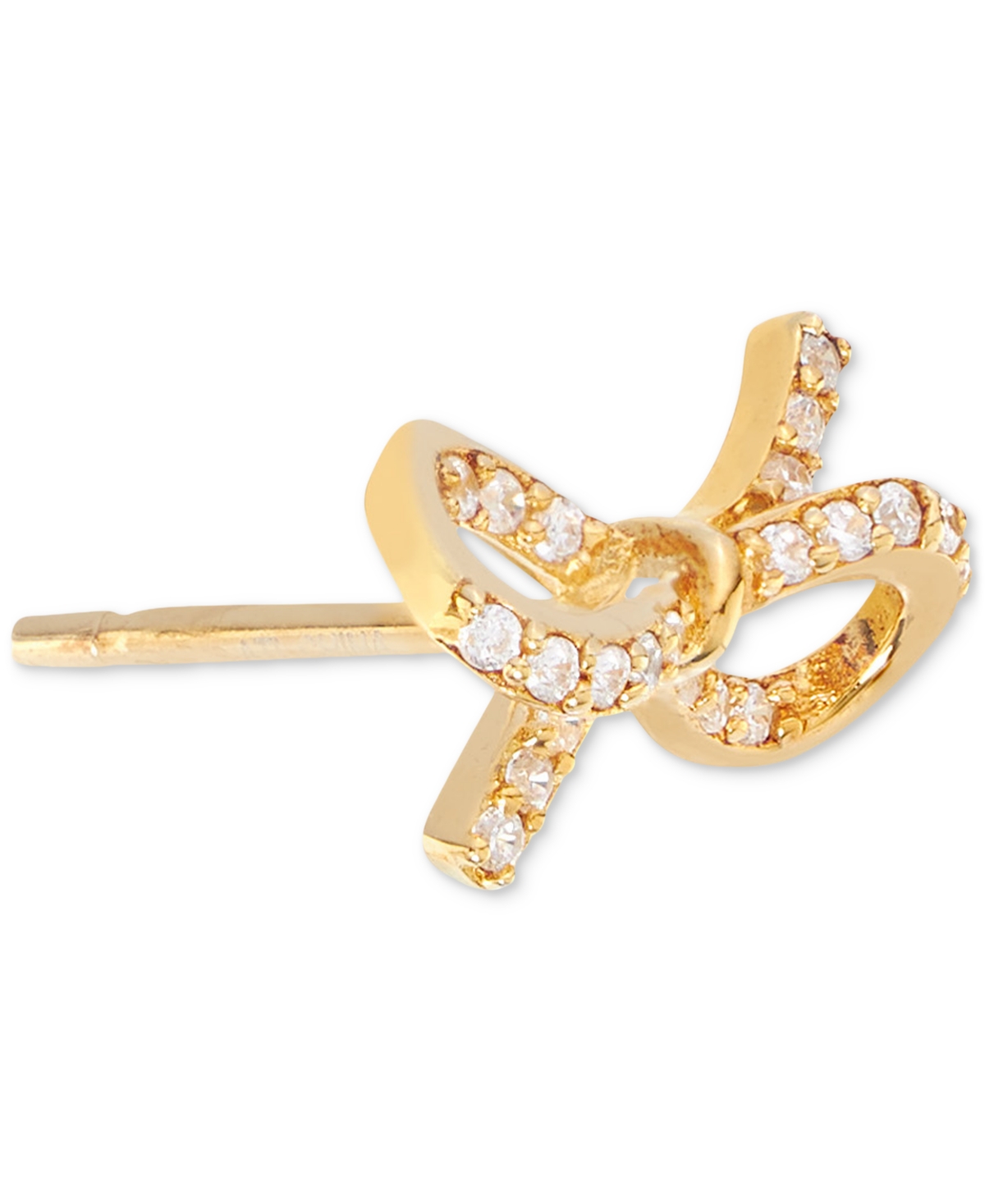 Macy's Cubic Zirconia Bow Stud Earrings (3/8 Ct. T.w.) In 14k Gold Over Sterling Silver In Gold