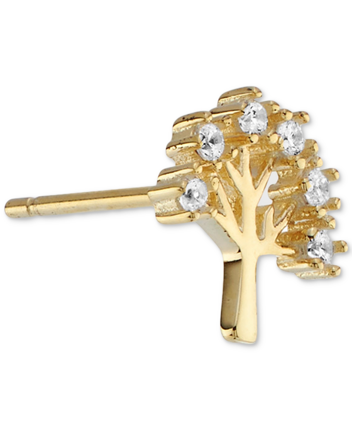 Macy's Cubic Zirconia Tree Stud Earrings (1/3 Ct. T.w.) In 14k Gold Over Sterling Silver In Gold