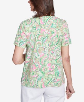 Women's Abstract Scroll Crew Neck Top