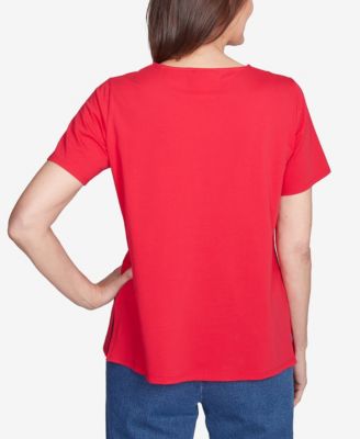 Women's Dazzling Shooting Stars Top with Beaded Split Neck