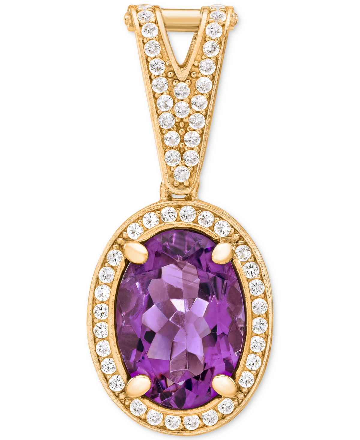 Macy's Amethyst (5-3/8 Ct. T.w.) & White Topaz (3/4 Ct. T.w.) Panther Link 18" Necklace In 14k Gold-plated In Amethyst