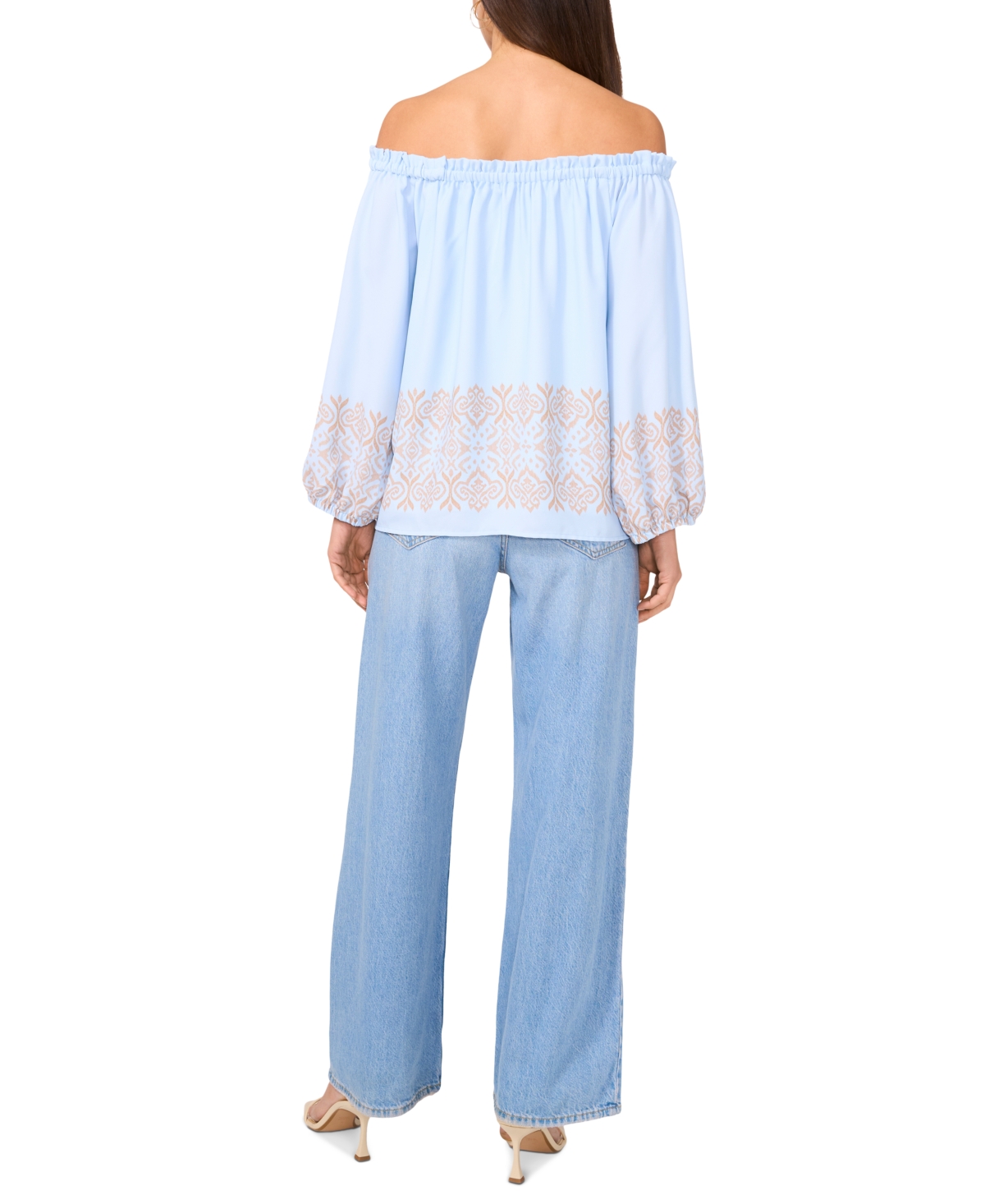 Shop Vince Camuto Women's Printed Off-the-shoulder Top In Frozen