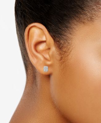 Diamond Cluster Stud Earrings (1/2 ct. t.w.) in 14k White Gold