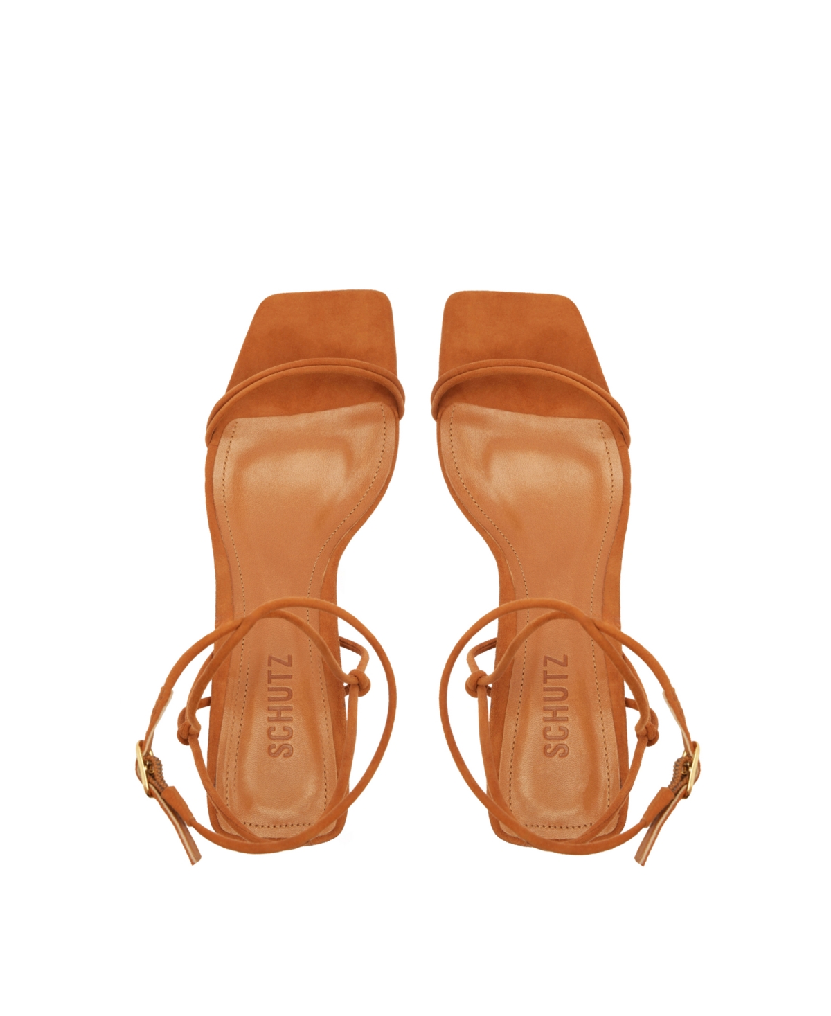 Schutz Pompeii Strappy Suede Block-heel Sandals In Brown