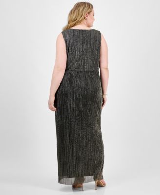 Plus Size Twisted Metallic Jersey Maxi Dress