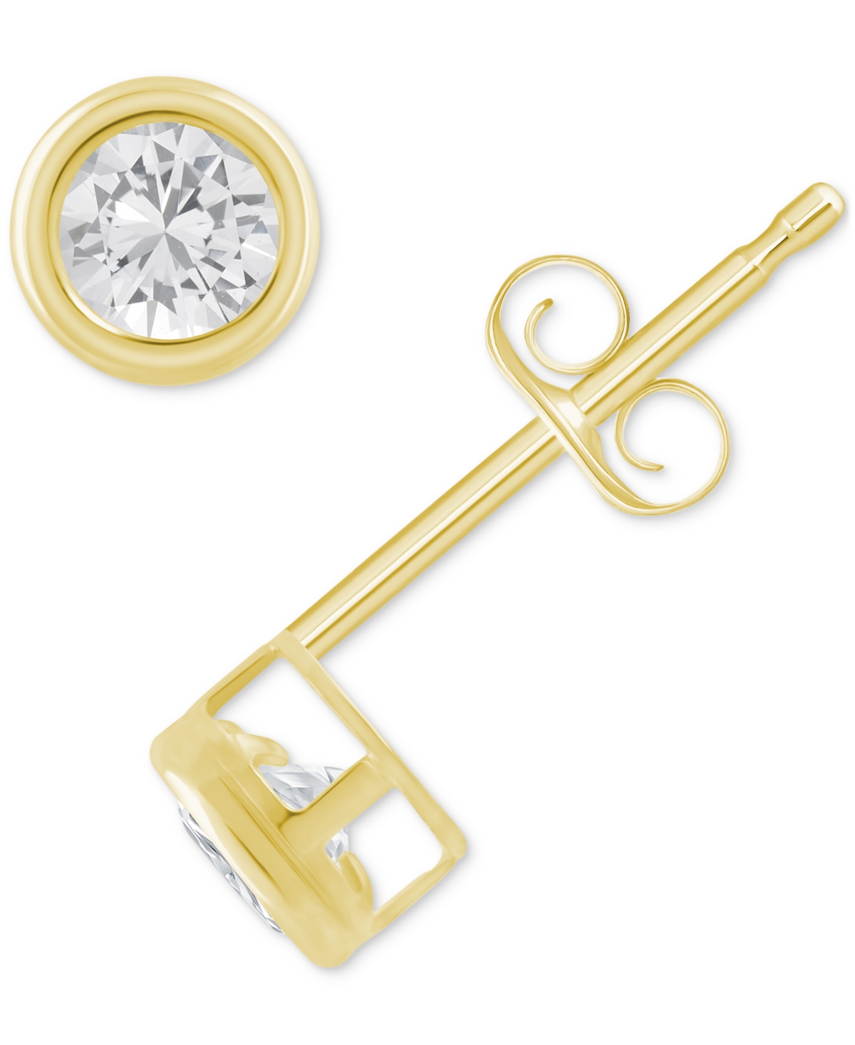 Macy's Gemstone Round Stud Earrings In 10k Yellow Gold Or White Gold In White Topaz,gold