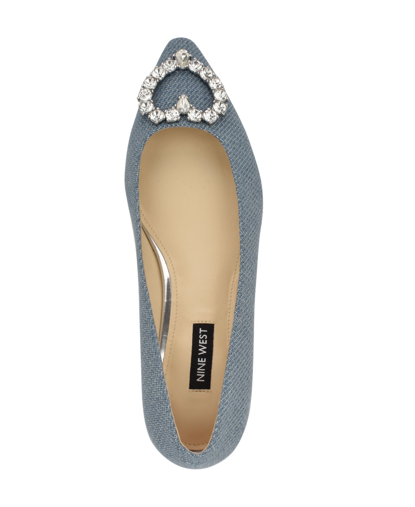 Женские балетки Nine West Hearts с остроконечным носом и стразами в форме сердец, цвет: Синий джинсовый — фото 4