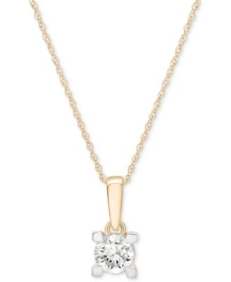 Macy's - Diamond Single Stone Pendant 18" Necklace (1/2 ct. t.w.) in 14k Yellow Gold