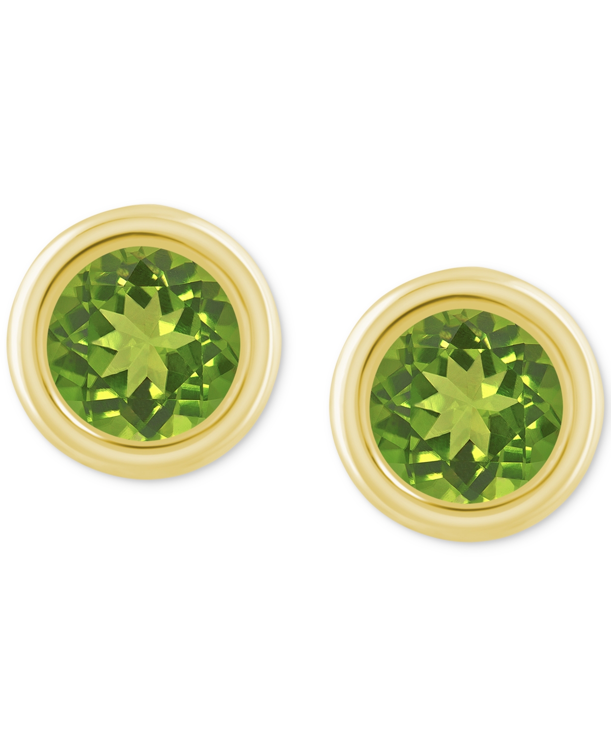Macy's Lab-created Opal Bezel Stud Earrings (1-1/5 Ct. T.w.) Stud Earrings In 10k Gold (also In Additional In Peridot,gold