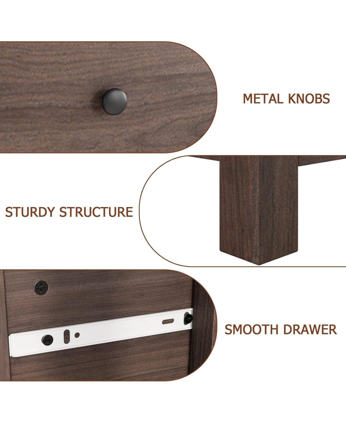 5 Drawer Dresser, Wooden Chest of Drawers, Modern Storage Tower with Metal Handles, Storage Organizer Unit with Deep Space for Bedroom, Living Room
