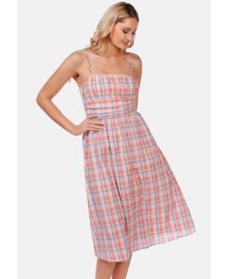 Women's Checkered Midi Dress Slip Dress