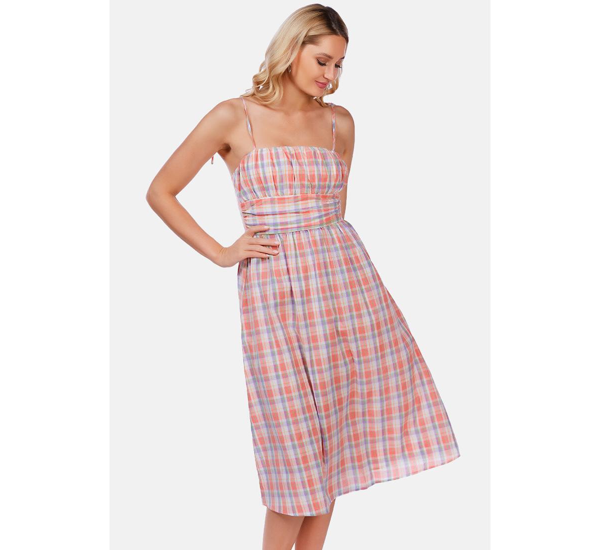 London Rag Women's Checkered Midi Dress Slip Dress