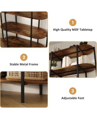 Bookshelf 6 Tier Tall Bookcase Industrial Bookshelves Oval Vintage Bookshelf