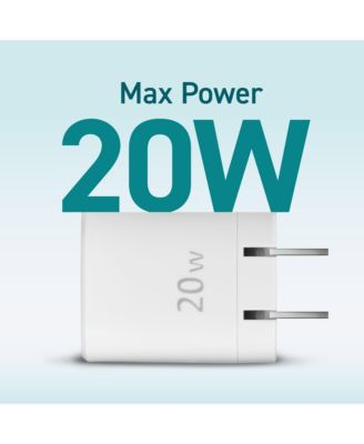 USB-C Charger Head, 20W Power Delivery 3.0 Fast Charging, Compact and Travel-Friendly, White, US Plug