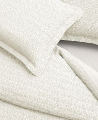 100% Cotton Reversible Honeycomb Waffle / Percale Duvet Cover Set