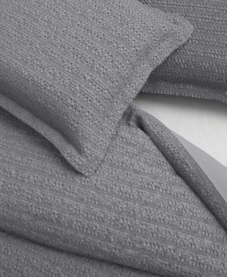 100% Cotton Reversible Honeycomb Waffle / Percale Duvet Cover Set